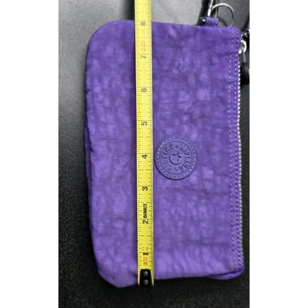 Kipling Women Make Up Cosmetic Bag Pouch Purple Monkey Keychain Wristlet Zip